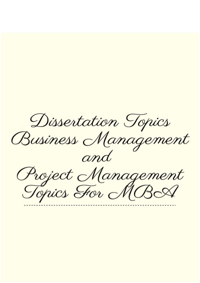 Dissertation for mba project management