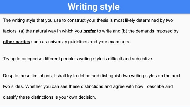 Dissertation writing style