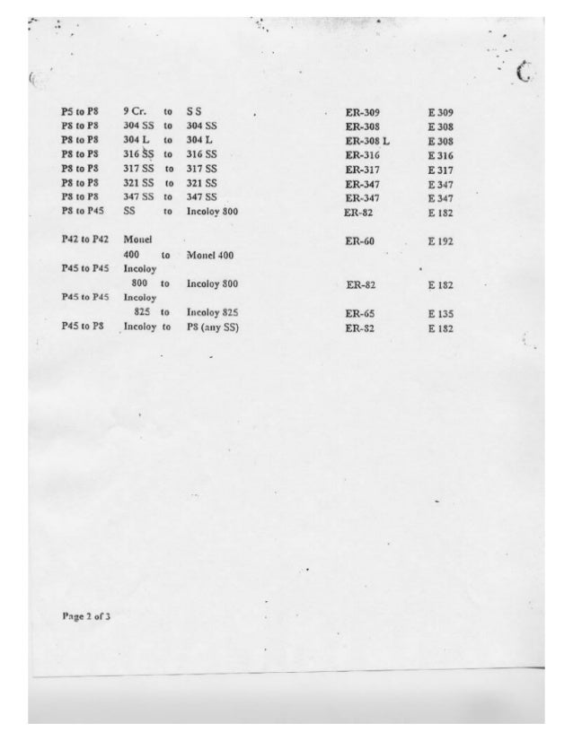 dissimilar electrode filler wire welding dissimilar metals chart