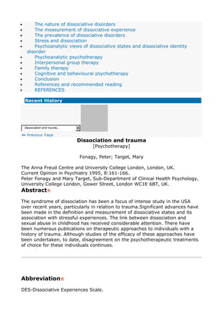 Dissociation and trauma | PDF