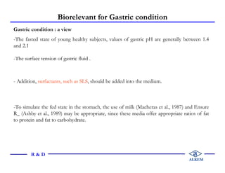 Biorelevant for Gastric condition
Gastric condition : a view
-The fasted state of young healthy subjects, values of gastri...