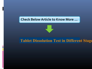 Tablet Dissolution Test in Different Stage
 