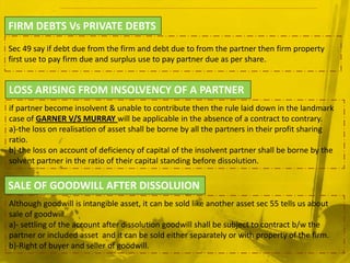 CONSEQUENCES OF DISSOLUTIONRIGHTS OF A PARTNER AFTER DISSOLUTION:[S46]Right to have business wound up after dissolution.[S46]