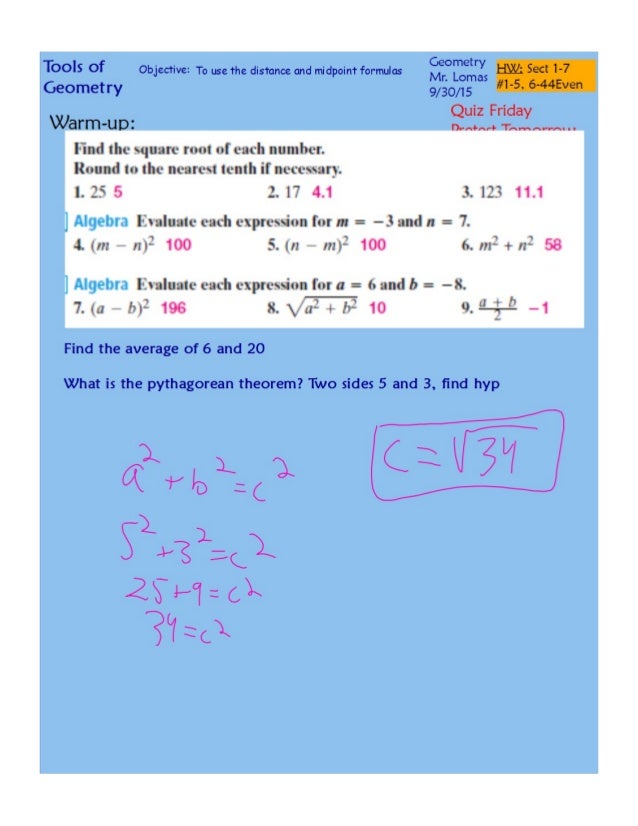 Distance And Midpoint Formulas Pdf