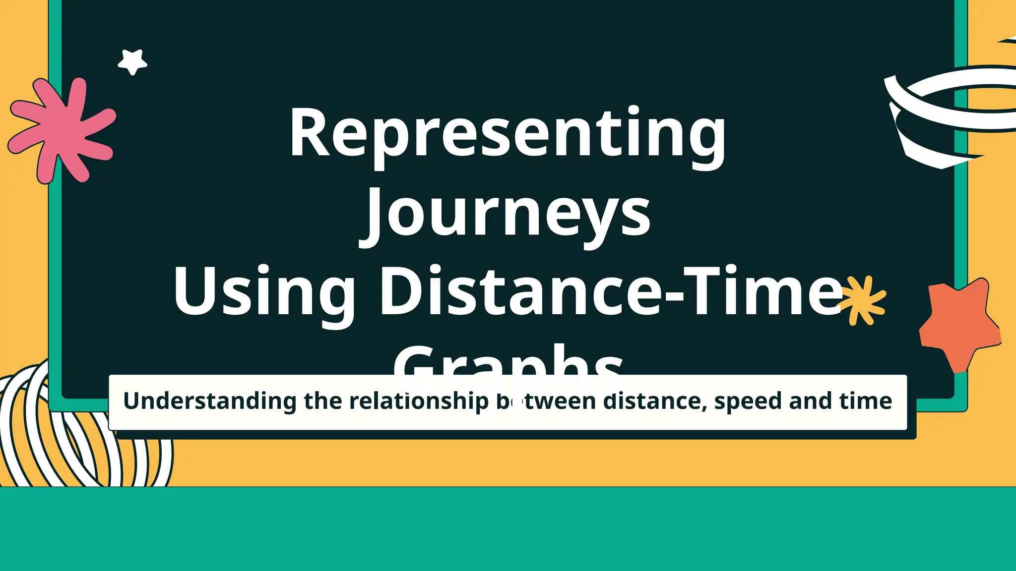 Understanding the relationship between distance, speed and time
Representing
Journeys
Using Distance-Time
Graphs
 
