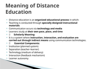 Comprehensive Overview of Distance Education: History, Nature, and ...