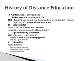 Comprehensive Overview of Distance Education: History, Nature, and ...