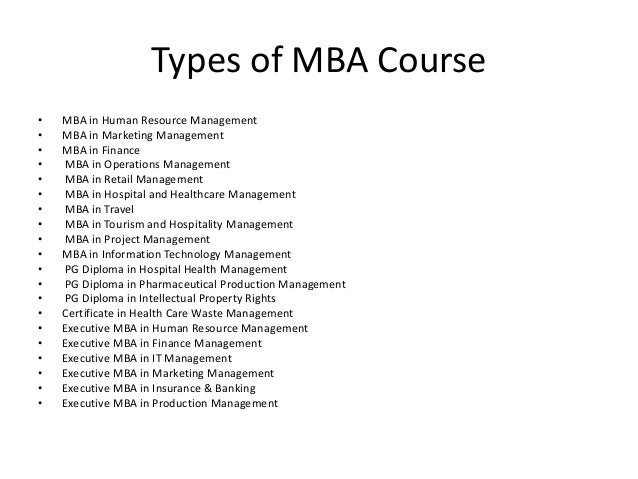 types of mba