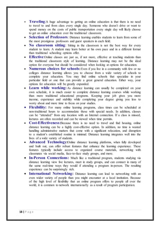 advantages and disadvantages distance learning | DOCX
