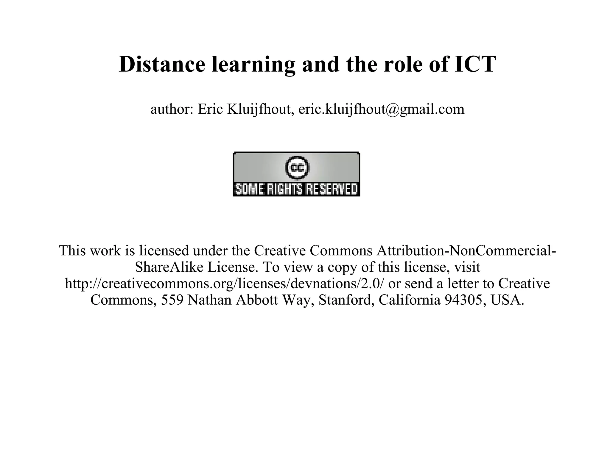 Distance learning and the role of ict | PPT
