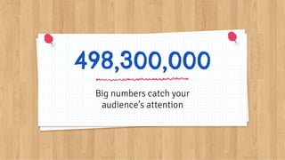 Big numbers catch your
audience’s attention
 