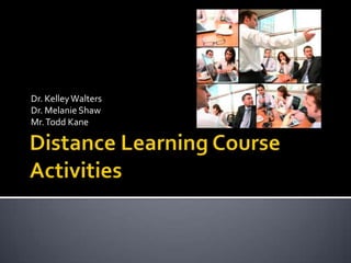 Distance Learning Course Activities Dr. Melanie Shaw Mr. Todd Kane 