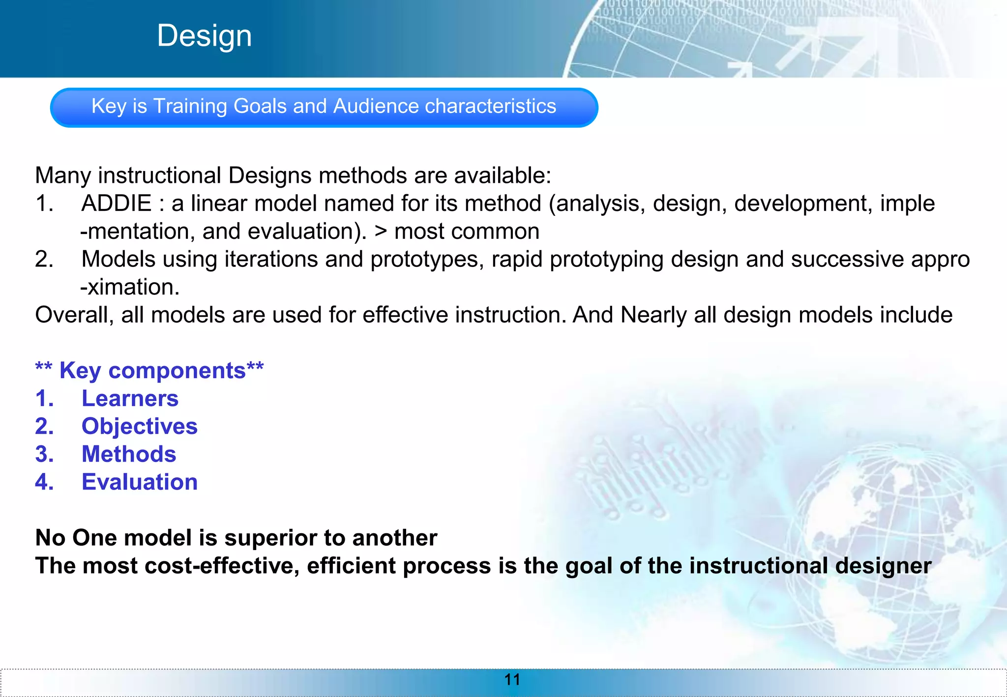 Synchronous E-LearningWhen learners and trainers separated by distance but meet at the same time Training materials and lessons include   * visual images   * videos   * audio Interactivity is achieved through   * electronic white board   * application sharing, web tour   * chat   * group collaboration Progress tracking is accomplished by    * online testing   * record keeping   * reports