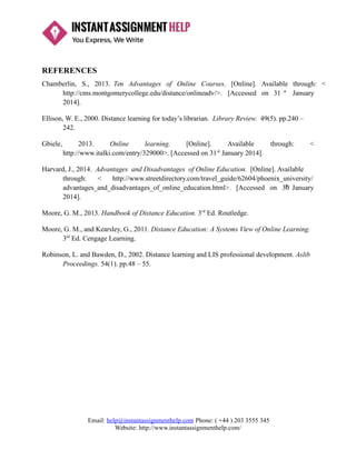 Distance Learning System Assignment Sample | PDF