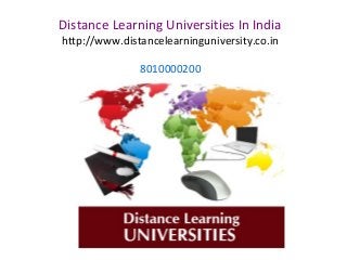 Distance Learning Universities In India
http://www.distancelearninguniversity.co.in
8010000200
 