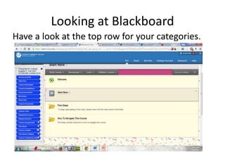 Looking at Blackboard
Have a look at the top row for your categories.
 