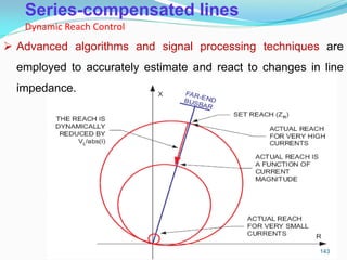 Series-compensated lines
Dynamic Reach Control
143
 Advanced algorithms and signal processing techniques are
employed to accurately estimate and react to changes in line
impedance.
 