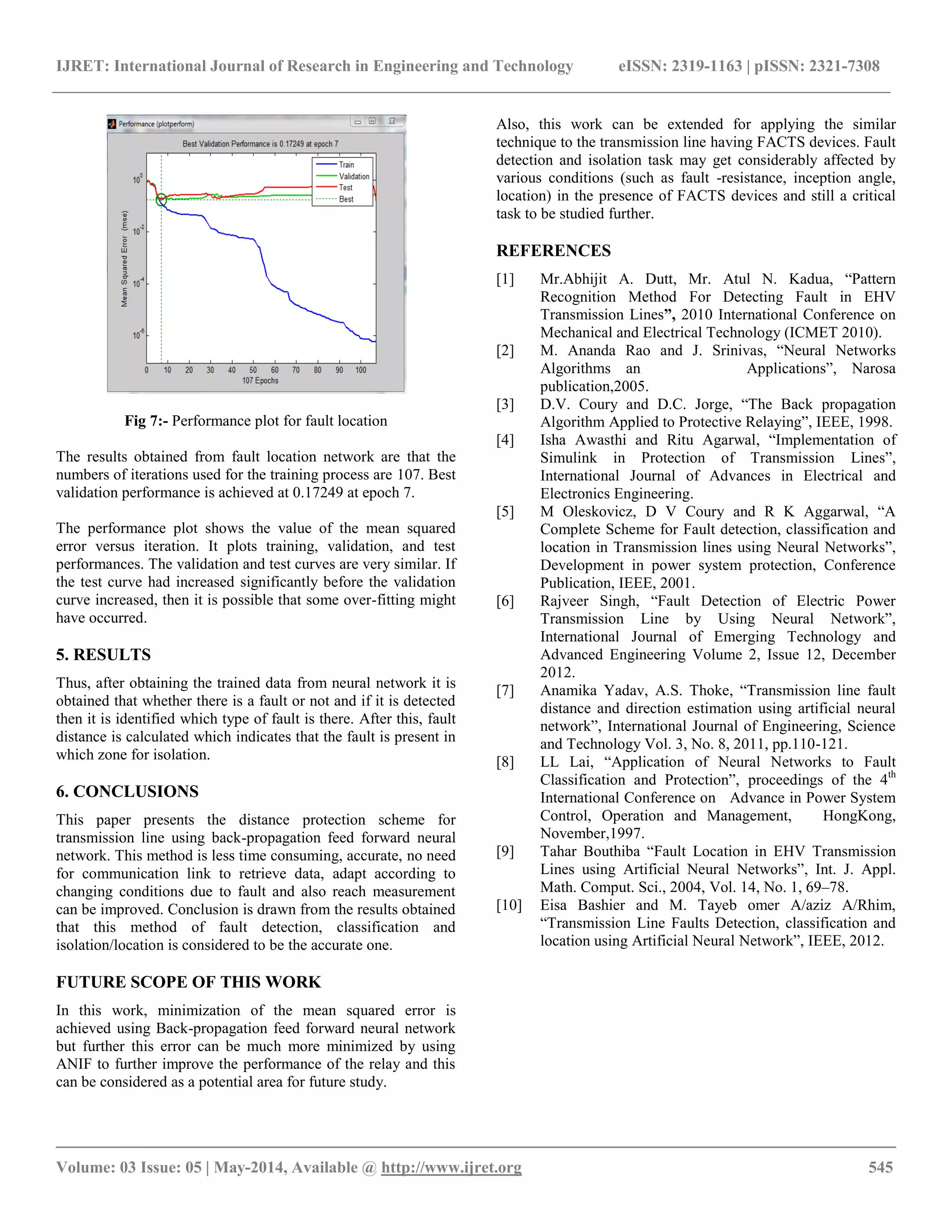 Distance protection scheme for transmission line using back propagation ...