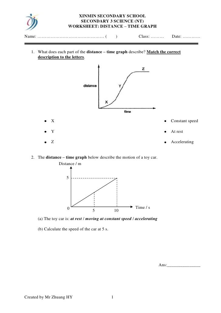 Distance Vs Time Graph Worksheet