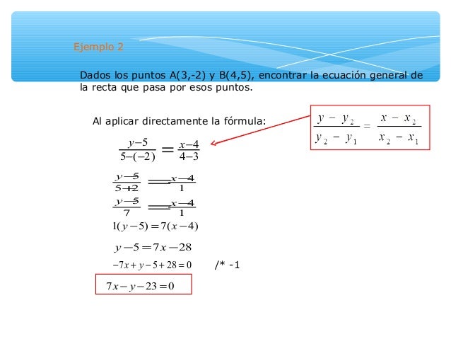 Distancia entre puntos y ecuaciones de la recta