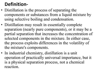 Distillation : définition et explications