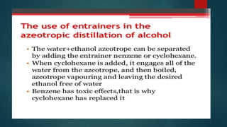 Distillation and azeotropic mixture