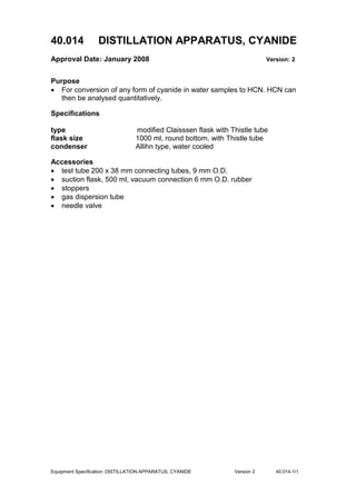 Distillation apparatus, cyanide | DOC