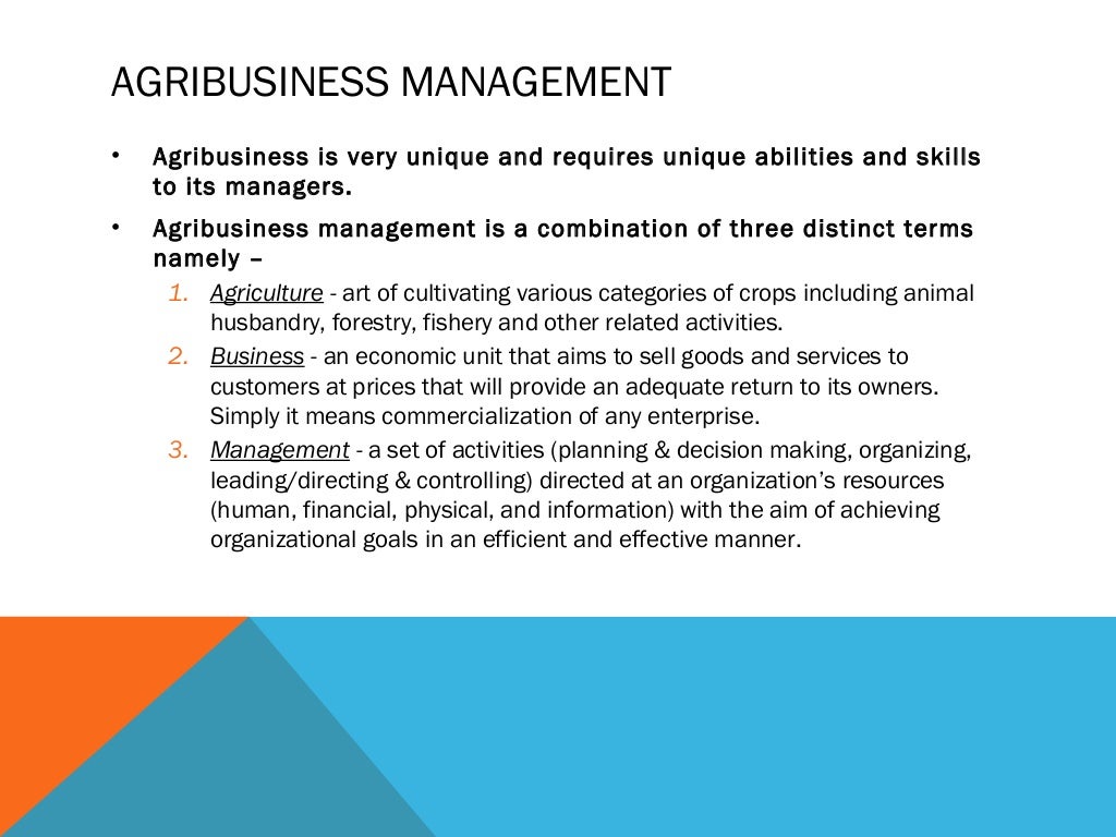 Distinctive features of agribusiness management and the importance of…