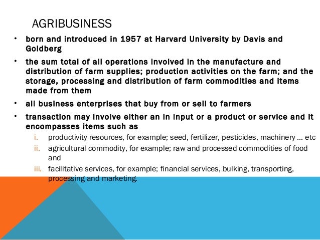 distinctive features of agribusiness management and the importance of