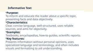 DISTINCT TYPES OF TEXTS DEPENDING ON HOW THEY ARE USE | PPTX