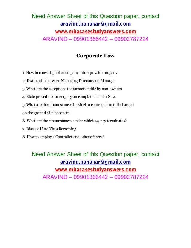 Corporate Law Distinguish Between Managing Director And Manager
