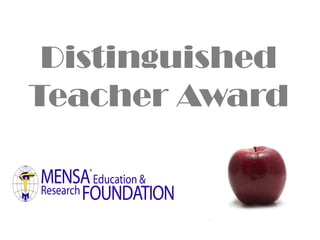 Distinguished
Teacher Award
 