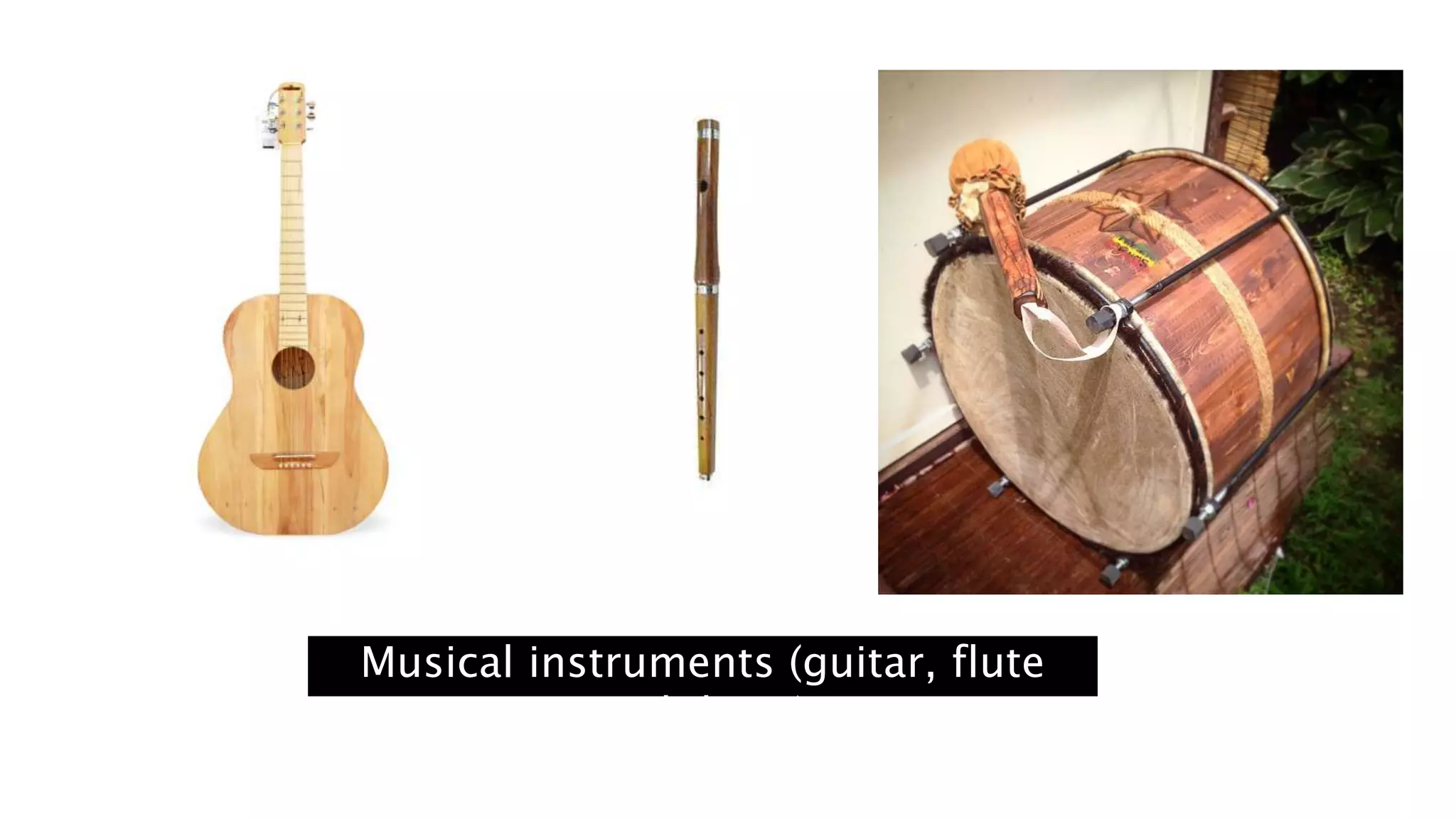 Musical instruments (guitar, flute
and drum)
 