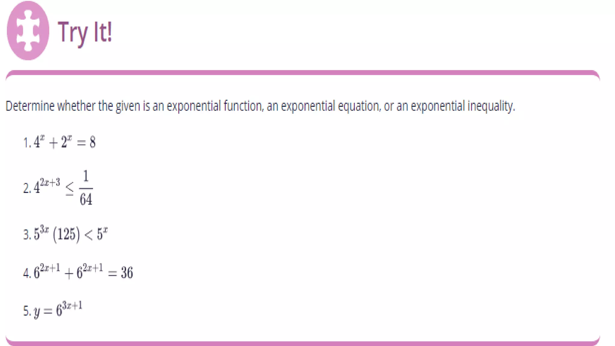 Distinguishing Exponential Functions, Equations, and Inequalities.pptx