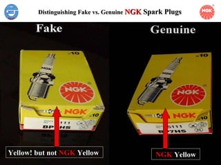 Distinguishing Fake vs. Genuine   NGK  Spark Plugs   Yellow! but not  NGK  Yellow   NGK  Yellow   
