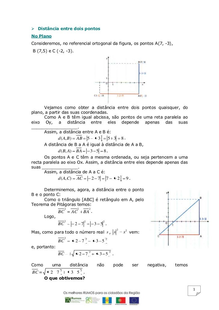 Calcule A Distância Entre Os Pontos De Cada Item