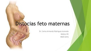 Distocias feto maternas
Dr. Carlos Armando Rodríguez Acevedo
Médico R2
HBCR 2016
 