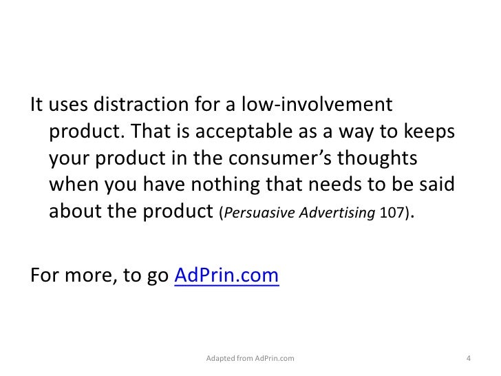Distraction with low involvement products