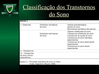 Classificação dos Transtornos do Sono 