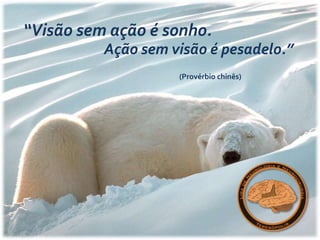 (Provérbio chinês)
“Visão sem ação é sonho.
Ação sem visão é pesadelo.”
 