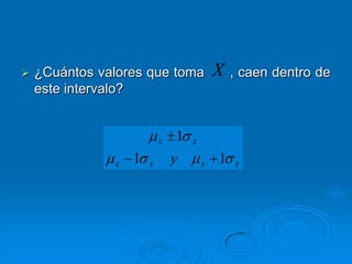    ¿Cuántos valores que toma              X   , caen dentro de
    este intervalo?


                           X
                               1   X


               X
                   1   X
                               y       X
                                           1   X
 