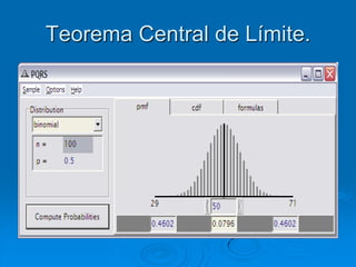 Teorema Central de Límite.
 
