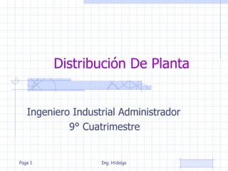 Distribución De Planta Ingeniero Industrial Administrador 9° Cuatrimestre 