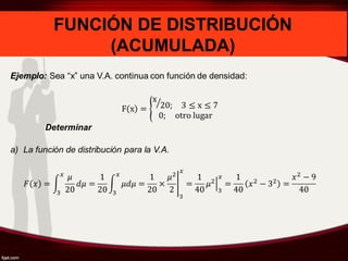 FUNCIÓN DE DISTRIBUCIÓN
(ACUMULADA)