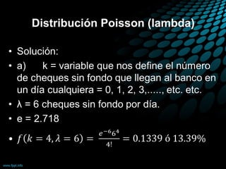 Distribución Poisson (lambda)
 