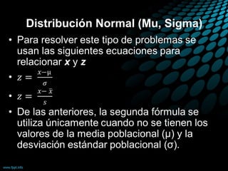 Distribución Normal (Mu, Sigma)
 