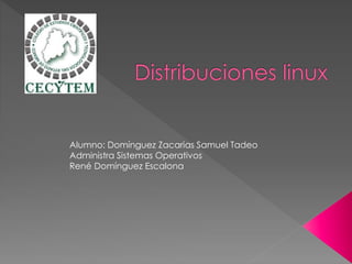 Alumno: Domínguez Zacarias Samuel Tadeo
Administra Sistemas Operativos
René Domínguez Escalona
 