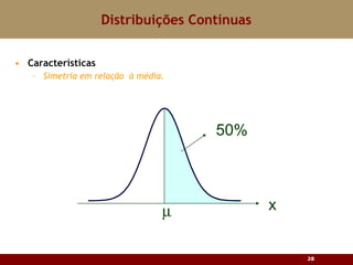 Características Simetria em relação  à média. Distribuições Contínuas 