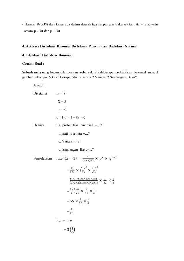 Contoh Soal Distribusi Normal Dan Binomial Kumpulan Soal Pelajaran 3