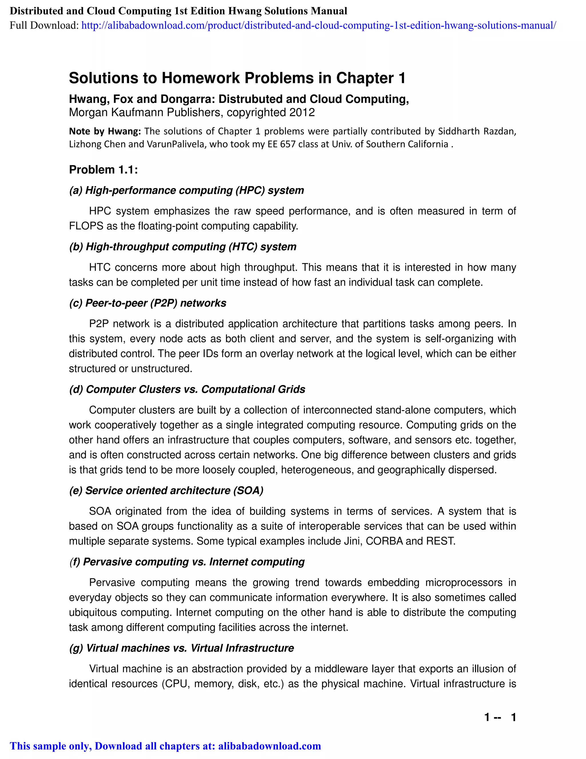 Distributed And Cloud Computing 1st Edition Hwang Solutions Manual PDF Distributed and cloud computing 1st edition hwang solutions manual pdf